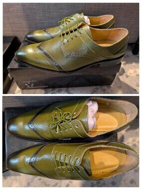 LIBERTYZENO Mens Size 12 Brogue & Plain Genuine Leather Animal Print Oxford